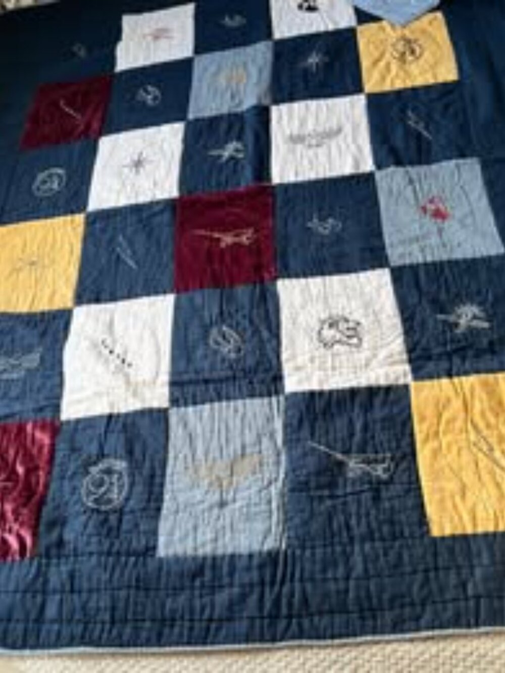 Gently used Harry Potter kids -Patchwork Quilt set with  Quidditch pillow